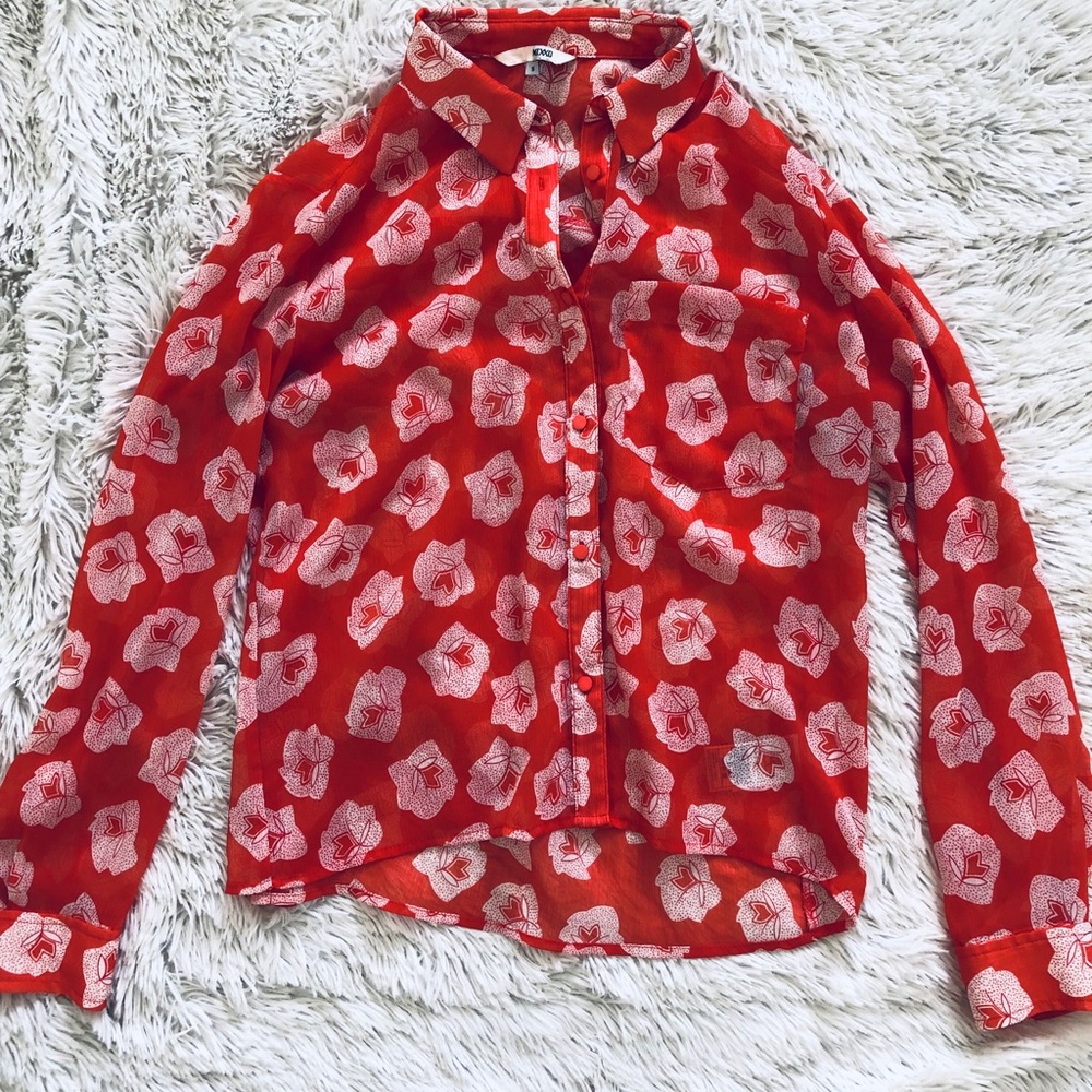Button-down flowy long sleeve top